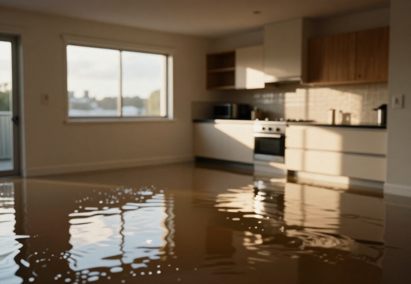 Flooded Woolwich commercial space before restoration